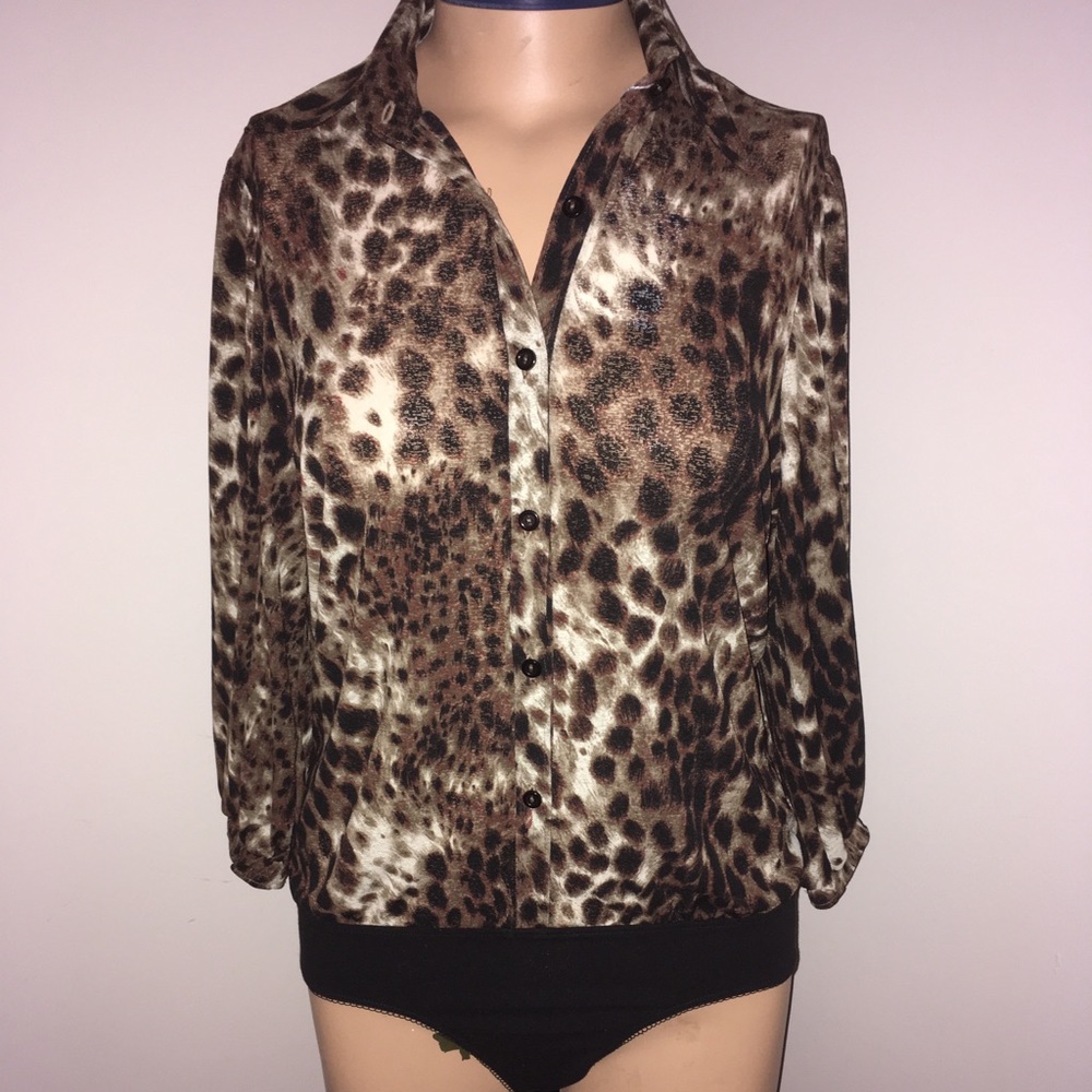 Shape FX Bodysuit Leopard 3/4 Sleeve Size 8 NWT